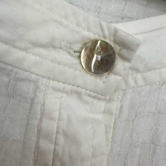Eileen Fisher White Windowpane Weave Button Up 3/4 Sleeve Top Size PL/PG Minimal - Picture 3 of 11